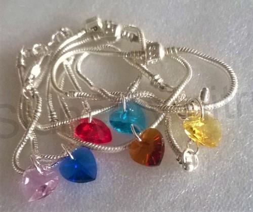 Pandora náramek swarovski elements růžové srdce (BC557)