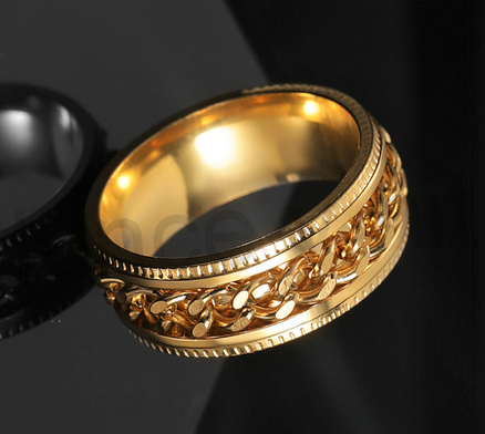 Pánský prsten z chirurgické oceli a řetízkem (BP312)