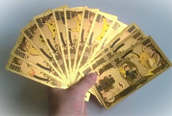 Pozlacená bankovka Pokemon - plaketa číslo 1 (MA22)