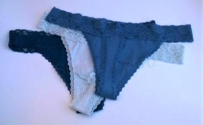 Dámské krajkové kalhotky, tanga modré velikost L (K187)