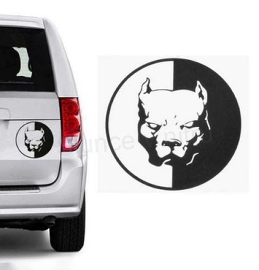 Samolepka na auto pitbull Jin a Jang (E691)