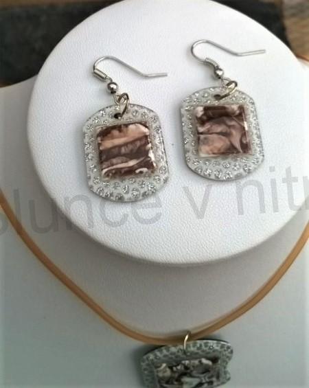 Souprava šperků s náušnicemi s čirými kamínky Ovál (BS117)