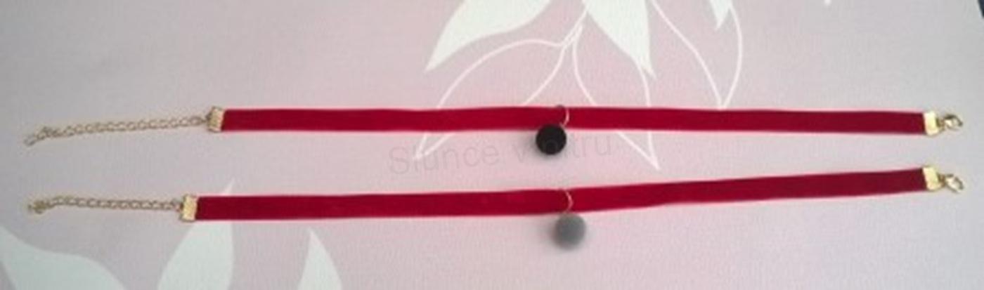 Náhrdelník choker sametový se semišovou kuličkou šedá (BD732)