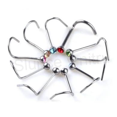 Piercing do nosu nerezová ocel 9,5 mm červený (BB769)