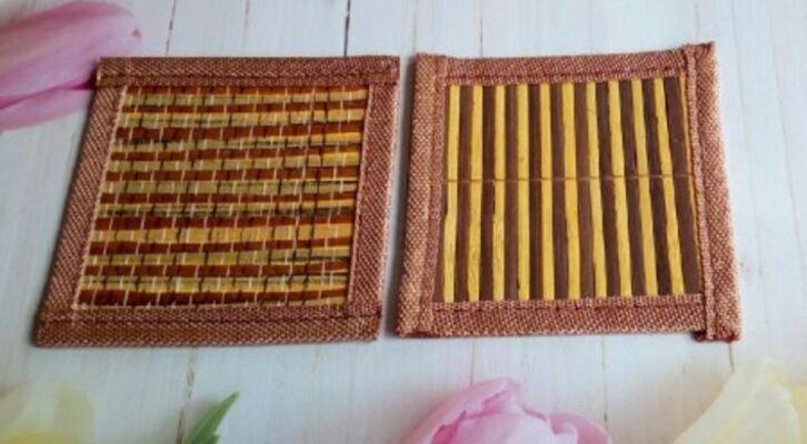 Kuchyňská podložka z přírodního bambusu 10 x 10 cm | 6 kusů (L41)