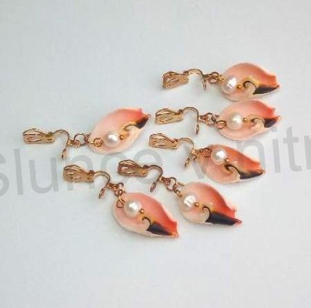 Visací náušnice klipsny mořské plody pravá mušle pravá perla (X1757)