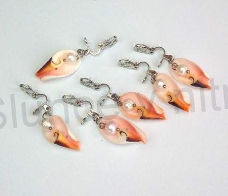 Visací náušnice klipsny mořské plody pravá mušle pravá perla více balení (X1758)
