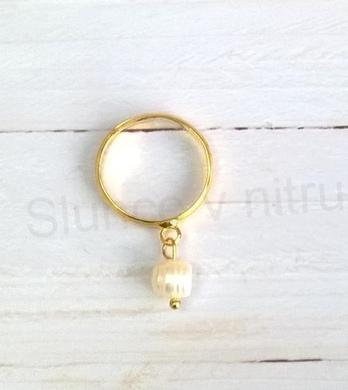 Nastavitelný minerální prsten s pravou perlou (X1764)