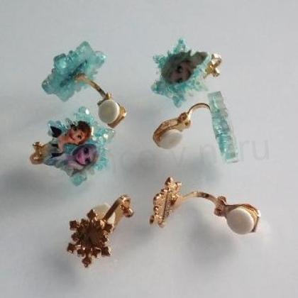 Náušnice klipsy Ledové království - vločka (BB784)