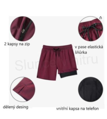 Pánské plavky Arcweg – 2v1 s kompresní podšívkou, bordo (L / EU 40–42) (K410)