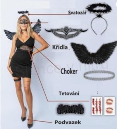 Kostým černý anděl s doplňky (K422)