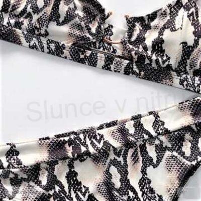 Dámské dvoudílné plavky XTBFOOJ – hadí vzor, vysoký pas (S / EU 32–34) (K427)