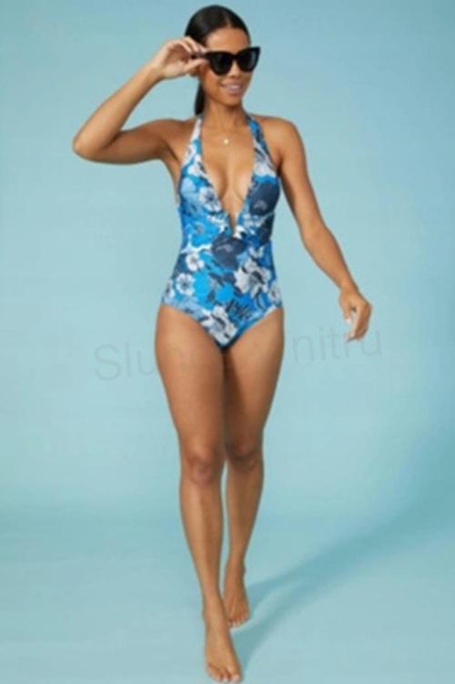 Dámské jednodílné plavky květy vel. 46 (K429)