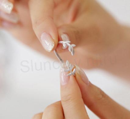 Postříbřený Otevřený prstýnek větvička strom Oliva nastavitelný (BP2)