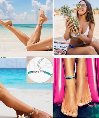 Korálkový náramek na nohu, kotnik červený (BC576)