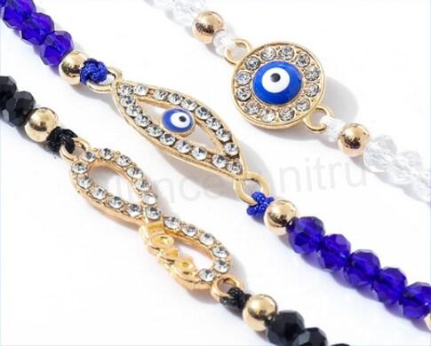 Šňůrkový náramek na ruku Swarovski elements se swarovski korálky zlatý oko (BC584)