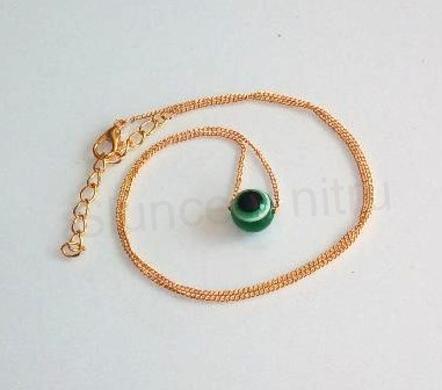 Řetízkový náhrdelník se zeleným okem 10 mm (BD863)