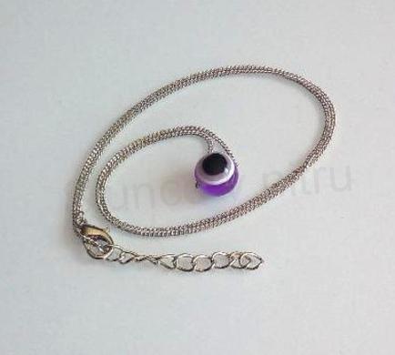 Řetízkový náhrdelník s fialovým okem 10 mm (BD866)