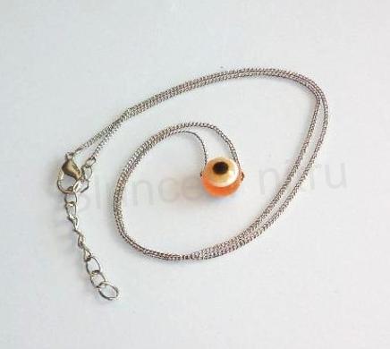 Řetízkový náhrdelník s oranžovým okem 10 mm (BD867)