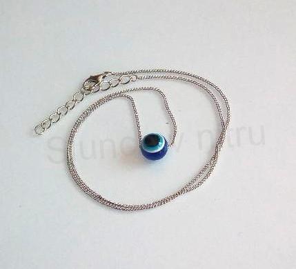 Řetízkový náhrdelník s modrým okem 10 mm (BD868)