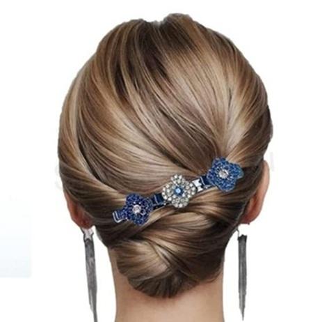 Kříšťálová modro- stříbrná sponka do vlasů kolibřík (H602)