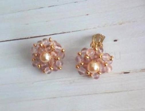 Korálkové náušnice klipsny kytičkové (BB834)