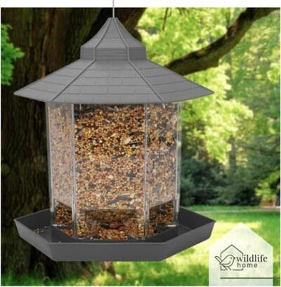 Ptačí budka, krmítko k zavěšení lucerna šedá (T34)