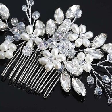 Svatební hřeben do vlasů Stříbrný (H612)