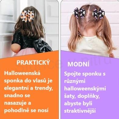Spona, pineta do vlasů Halloween mašle 8 cm (H623)
