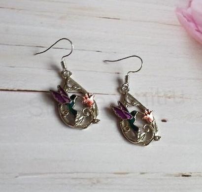 Visací náušnice kolibřík, ptáček (BB851)