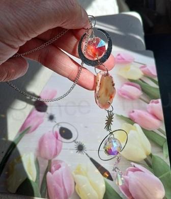 Křišťálový sluneční lapač s achátem (X1858)