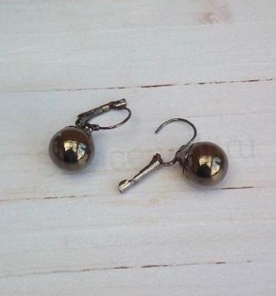 Černé náušnice s perlou (BB871)