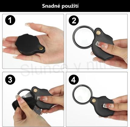 Malá skládací kapesní lupa 10násobné zvětšení (L57)