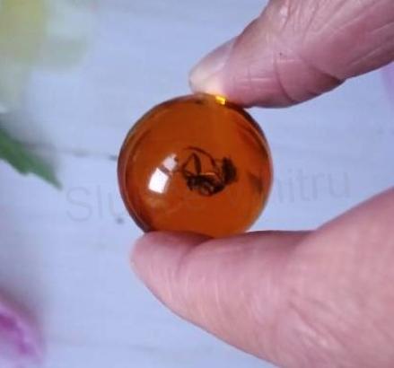 Jantarová kulička s hmyzem (X1968)