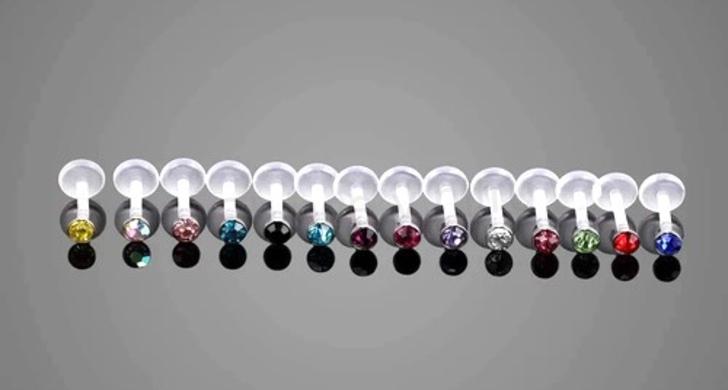 Piercing Labreta do nosu,tělo se zirkonem fialová (BB15)