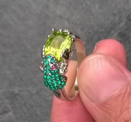 Zirkonový prsten žabka, žába s velkým zirkonem velikost 60 (BP528)