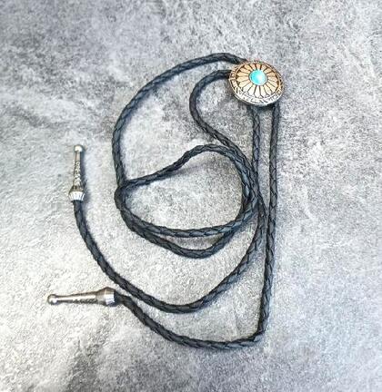 Bolo kravata s květinovým vzorem a tyrkysovým kamenem (BD911)