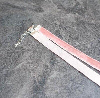 Náhrdelník choker sametový dlouhý růžový (BD923)