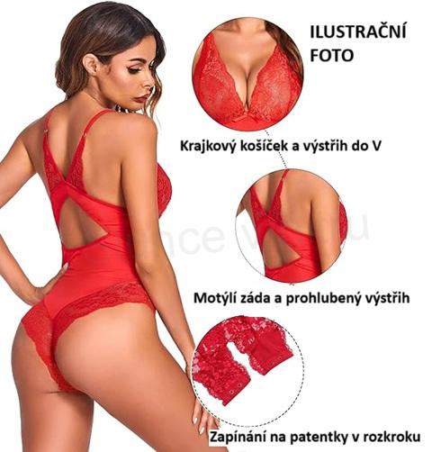 Dámské spodní krajkové body, prádlo tmavě červené velikost XL (K619)