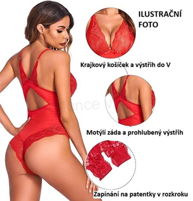 Dámské spodní krajkové body, prádlo tmavě červené – velikost XL (K619)
