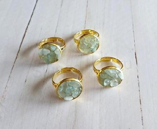 Minerální nastavitený prsten pravý akvamarín (X2043)