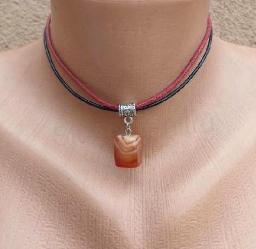 Minerální zdvojený náhrdelník choker achát (X2049)