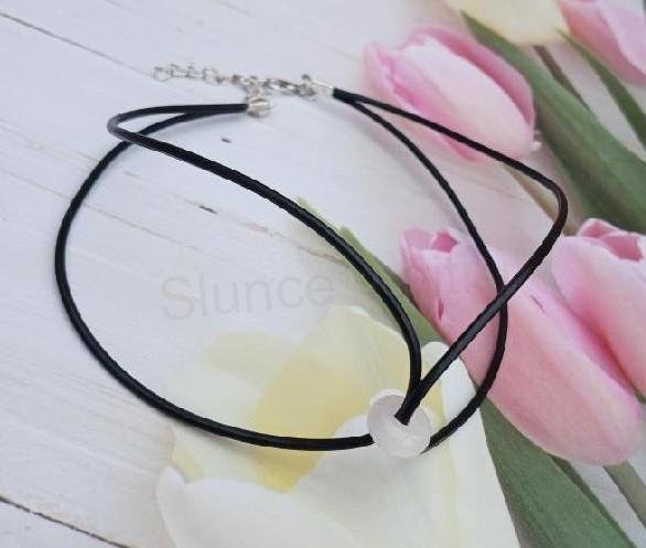 Minerální zdvojený náhrdelník choker růženín kobliha (X2050)