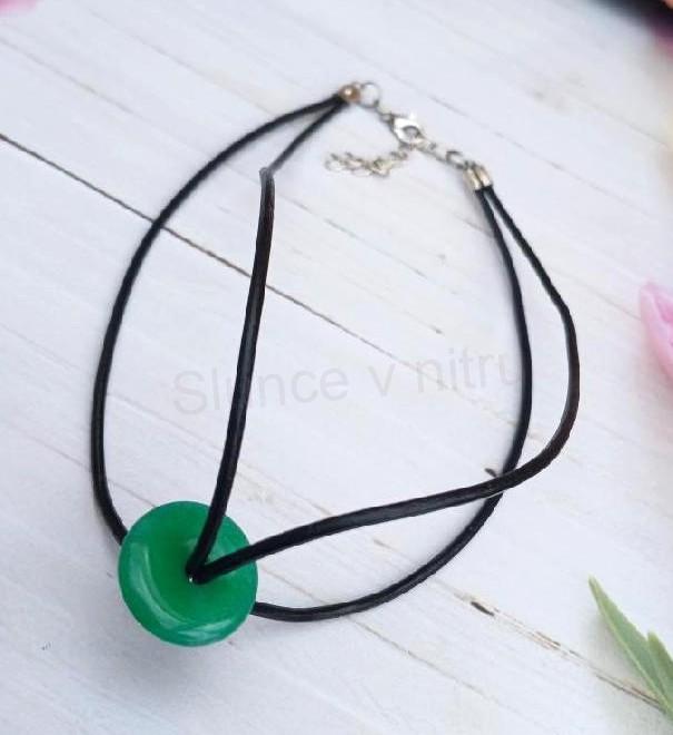 Minerální zdvojený náhrdelník choker jadeit donut (X2052)