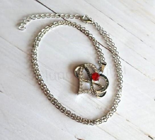 Řetízkový náhrdelník nekonečno v srdci s kamínky (BD948)