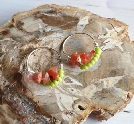 Minerální prsten achát s korálky (X2056)