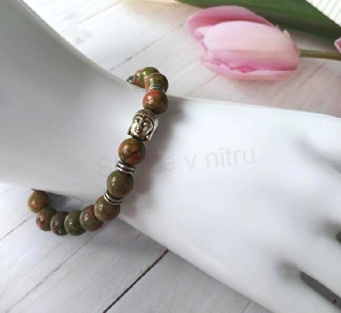Minerální náramek unakit ozdoba Buddha, ananas (X2100)