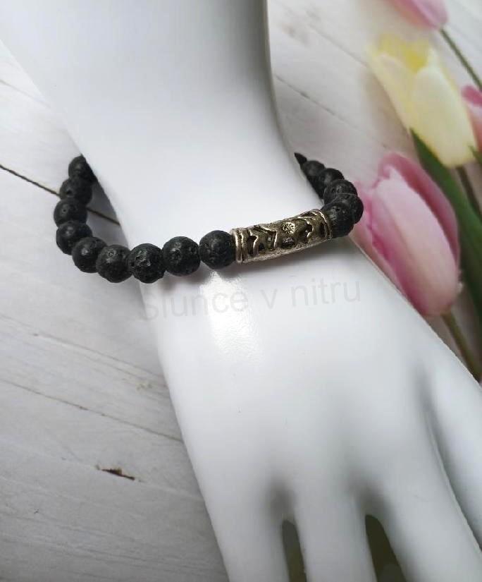 Minerální pánský náramek láva, ozdoba (X2102)