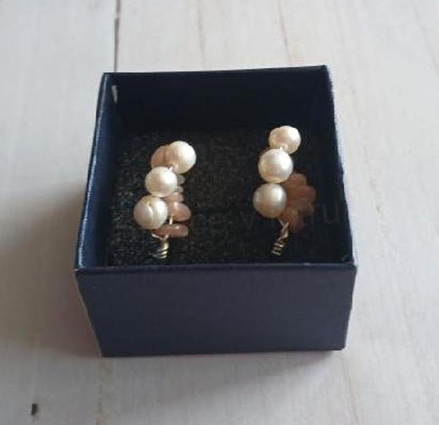 Minerální snubní prsteny perla, sluneční kámen (X2119)