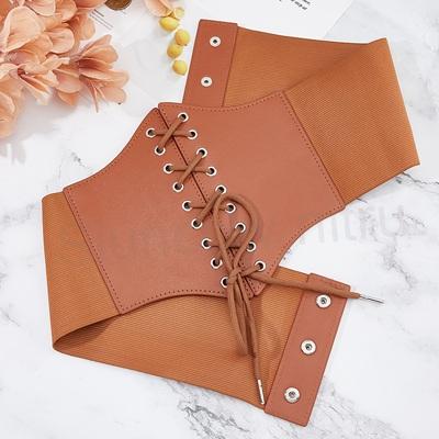 Gotický kožený korzet hnědý délka složený 74 cm (K641)